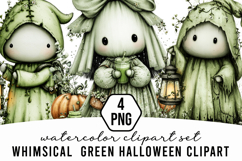 Whimsical Green Halloween clipart Product Image 1
