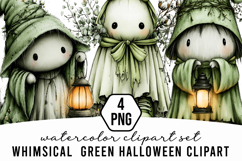 Whimsical Green Halloween clipart Product Image 1