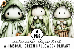 Whimsical Green Halloween clipart Product Image 1
