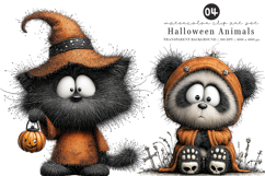 Whimsical Halloween Animals Clipart Product Image 1