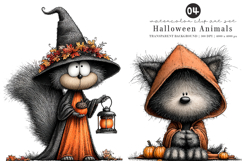 Whimsical Halloween Animals Clipart Product Image 1
