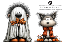 Whimsical Halloween Animals Clipart Product Image 1