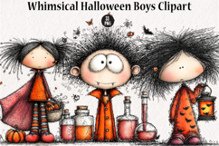 Whimsical Halloween Boys Clipart Product Image 1