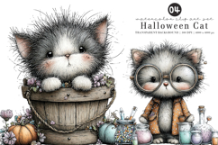 Whimsical Halloween Cat Clipart Product Image 1