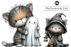 Whimsical Halloween Cat Clipart Product Image 1