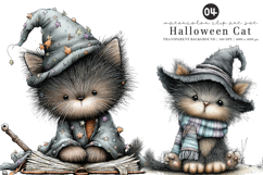 Whimsical Halloween Cat Clipart Product Image 1