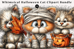 Whimsical Halloween Cat Clipart Bundle Product Image 1
