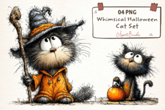 Whimsical Halloween Cat Clipart Sublimation Product Image 1