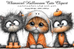 Whimsical Halloween Cats Clipart Product Image 1