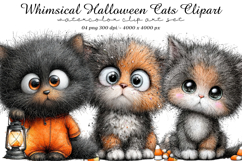 Whimsical Halloween Cats Clipart Product Image 1