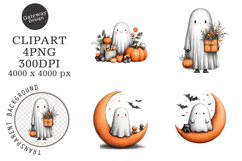 Whimsical Halloween Ghost Clipart Product Image 1