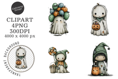 Whimsical Halloween Ghost Clipart Product Image 1
