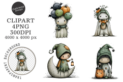 Whimsical Halloween Ghost Clipart Product Image 1
