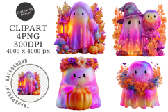 Whimsical Halloween Ghost Clipart Png Product Image 1