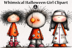 Whimsical Halloween Girl Clipart Product Image 1