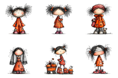Whimsical Halloween Girl Clipart Product Image 2