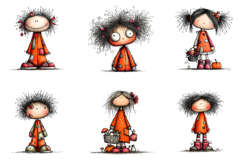 Whimsical Halloween Girl Clipart Product Image 5