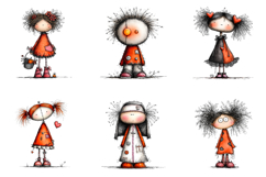 Whimsical Halloween Girl Clipart Product Image 6