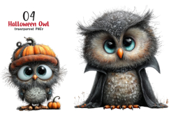Whimsical Halloween Owl Clipart Product Image 1