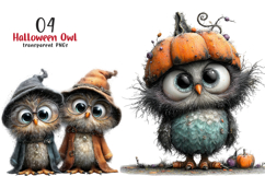 Whimsical Halloween Owl Clipart Product Image 1