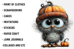 Whimsical Halloween Owl Clipart Product Image 2