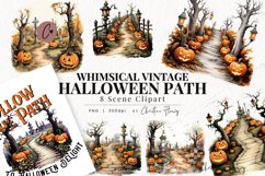 Whimsical Vintage Halloween Scene Clipart Product Image 1