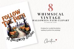 Whimsical Vintage Halloween Scene Clipart Product Image 2