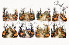 Whimsical Vintage Halloween Scene Clipart Product Image 4