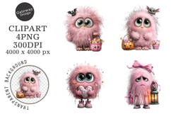 Whimsical Halloween Pink Ghost Clipart Product Image 1