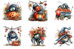 Whimsical Halloween Spiders Clipart Bundle Product Image 2