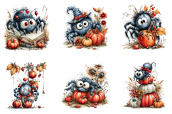 Whimsical Halloween Spiders Clipart Bundle Product Image 3