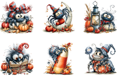 Whimsical Halloween Spiders Clipart Bundle Product Image 5