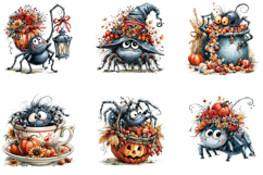 Whimsical Halloween Spiders Clipart Bundle Product Image 6