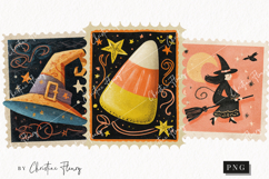 Whimsical Halloween Postage Stamps | Halloween Png Product Image 1