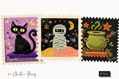 Whimsical Halloween Postage Stamps | Halloween Png Product Image 1