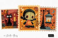 Whimsical Halloween Postage Stamps | Halloween Png Product Image 1