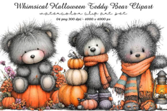 Whimsical Halloween Teddy Bear Clipart Product Image 1