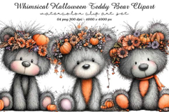 Whimsical Halloween Teddy Bear Clipart Product Image 1