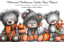 Whimsical Halloween Teddy Bear Clipart Product Image 1
