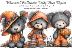 Whimsical Halloween Teddy Bear Clipart Product Image 1