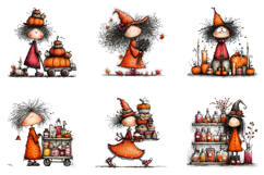 Whimsical Halloween Witch Clipart Product Image 3