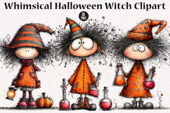 Whimsical Halloween Witch Clipart Product Image 1