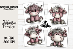 Whimsical Highland Cow Clipart Product Image 1