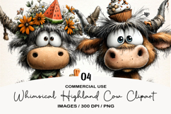Whimsical Highland Cow Clipart Product Image 1