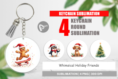 Whimsical Holiday Friends Keychain Product Image 1