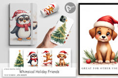 Whimsical Holiday Friends Digital Paper Product Image 1