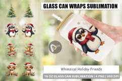 Whimsical Holiday Friends Glass Can Product Image 1
