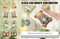 Whimsical Holiday Friends Glass Can Product Image 1