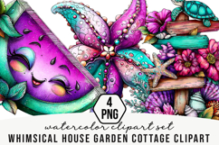 Whimsical House Garden Cottage Clipart Product Image 1
