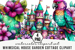 Whimsical House Garden Cottage Clipart Product Image 1